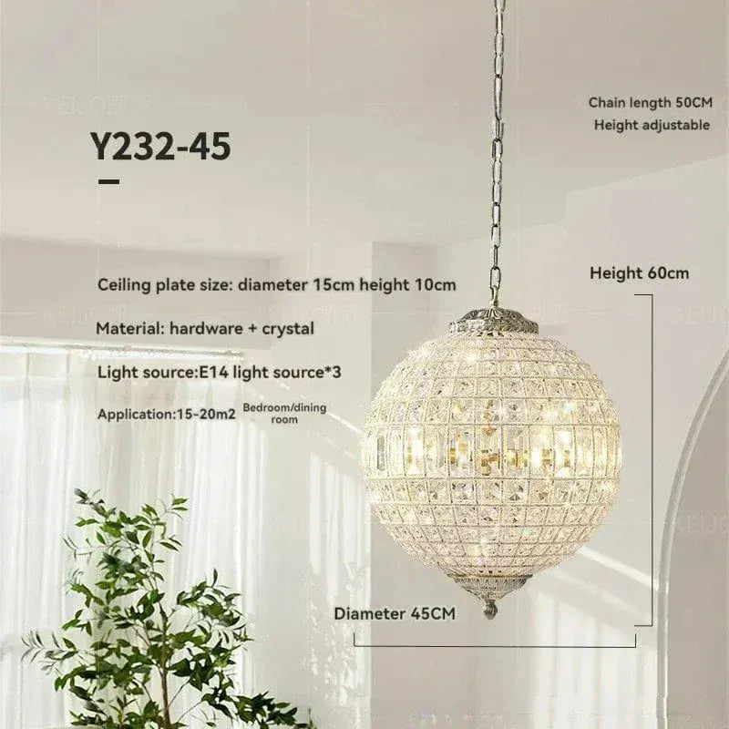 ECLAIRAGE SUSPENSION Suspension boule orientale en cristal DIAMÈTRE 45 CM / LUMIÈRE FROIDE