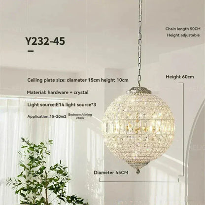 ECLAIRAGE SUSPENSION Suspension boule orientale en cristal DIAMÈTRE 45 CM / LUMIÈRE FROIDE