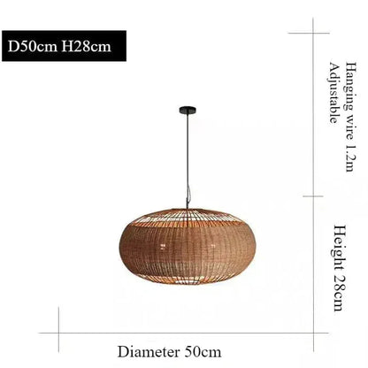 Eclairage suspension Suspension en rotin de style bali DIAMÈTRE 50cm HAUTEUR 28cm / LUMIÈRE CHAUDE