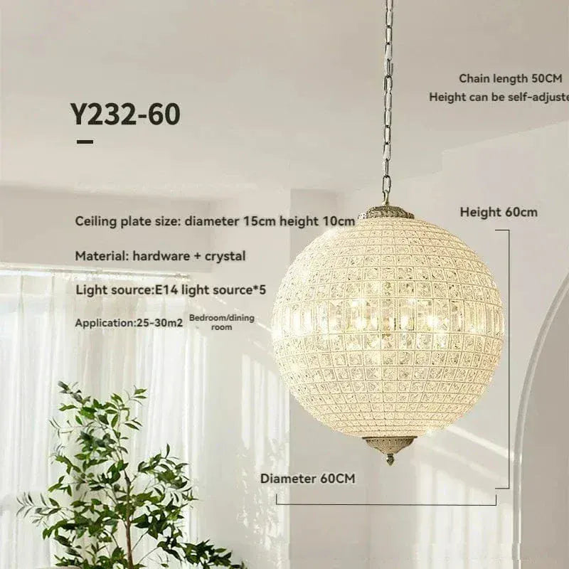 ECLAIRAGE SUSPENSION Suspension boule orientale en cristal DIAMÈTRE 60 CM / LUMIÈRE FROIDE