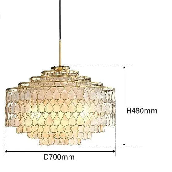 ECLAIRAGE SUSPENSION Suspension coquillage doré DIAMÈTRE 70 CM HAUTEUR 48 CM / LUMIÈRE FROIDE
