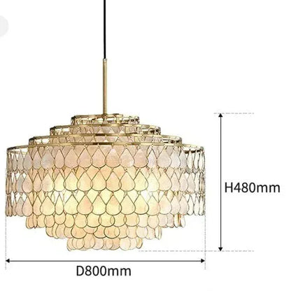 ECLAIRAGE SUSPENSION Suspension coquillage doré DIAMÈTRE 80 CM HAUTEUR 48 CM / LUMIÈRE FROIDE