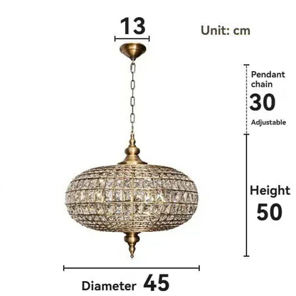 Eclairage suspension Suspension orientale en cristal DIAMÈTRE45CM FER FORGÉ / LUMIÈRE NEUTRE 4000k