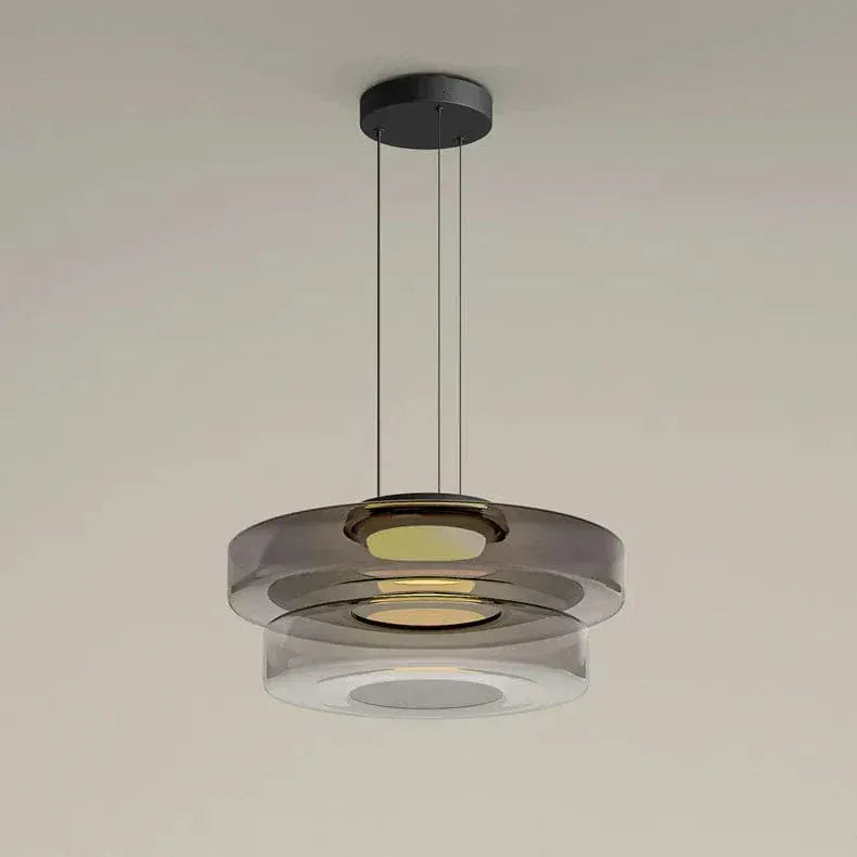Eclairage suspension Suspension abat-jour en verre GRIS FUMÉ 25cm 35cm / LUMIÈRE NEUTRE