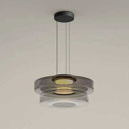Eclairage suspension Suspension abat-jour en verre GRIS FUMÉ 25cm 35cm / LUMIÈRE NEUTRE