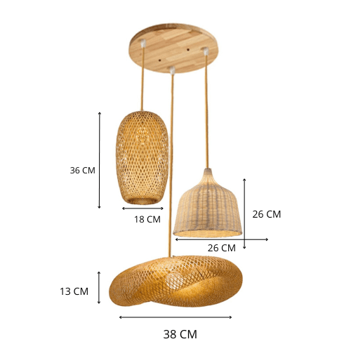 Eclairage suspension Suspension 3 lampes en rotin MODÈLE 3