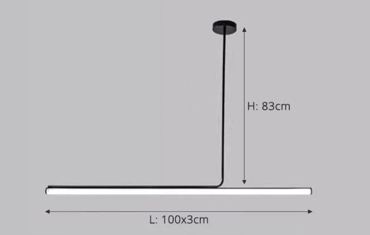 Eclairage suspension Suspension tube led design minimaliste NOIR 100 CM / DIMMABLE CONTRÔLE INTERRUPTEUR