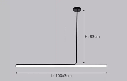 Eclairage suspension Suspension tube led design minimaliste NOIR 100 CM / DIMMABLE CONTRÔLE INTERRUPTEUR