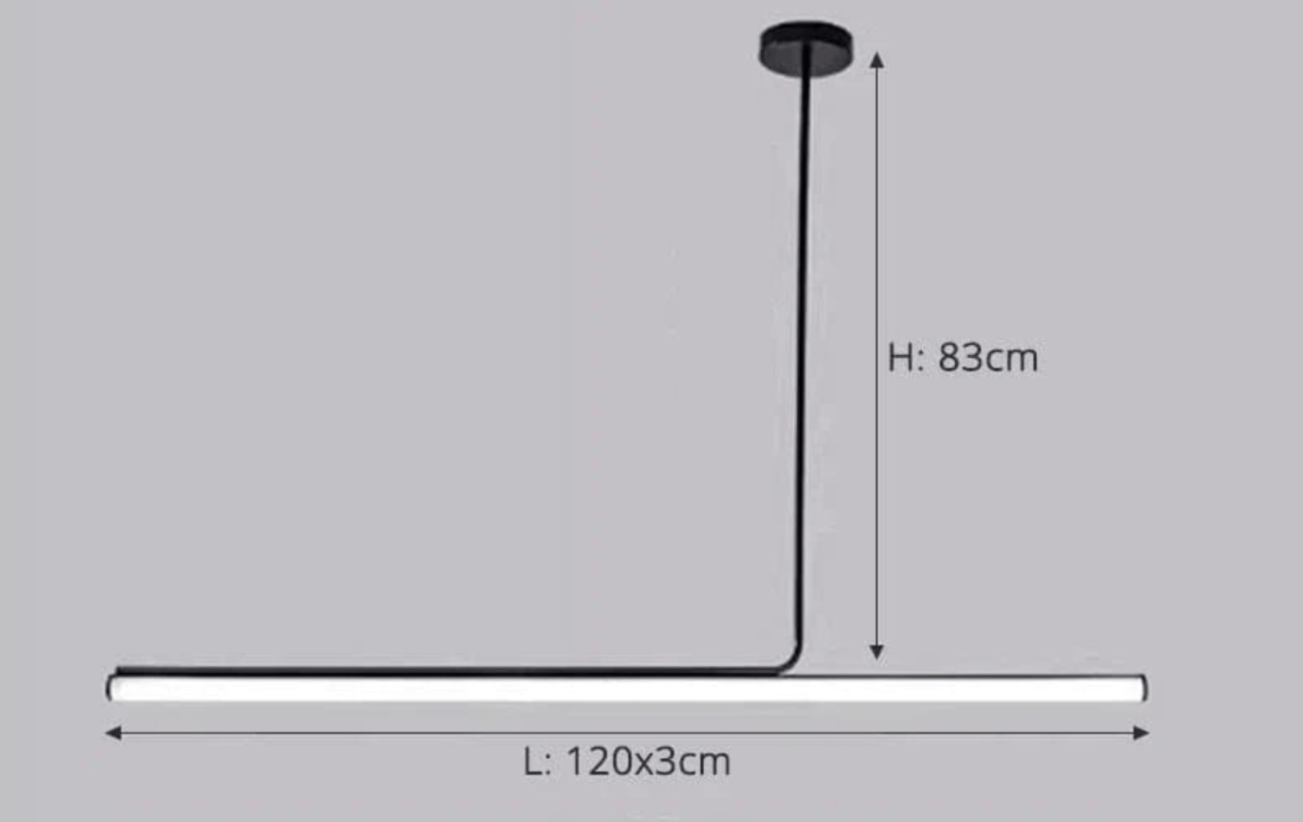 Eclairage suspension Suspension tube led design minimaliste NOIR 120 CM / DIMMABLE CONTRÔLE INTERRUPTEUR