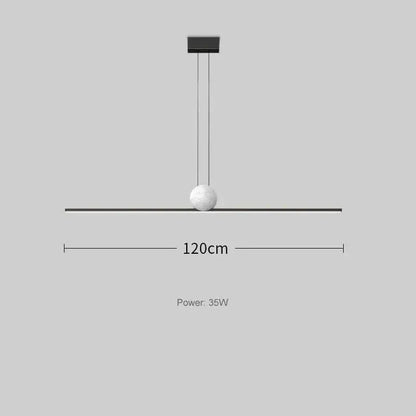 Eclairage suspension Suspension barre led avec boule marbrée NOIR 120 CM / LUMIÈRE CHAUDE