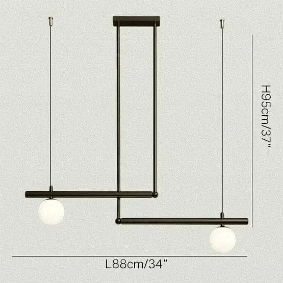 Eclairage suspension Suspension doré design géométrique NOIR 2 TÊTES A / LUMIÈRE CHAUDE