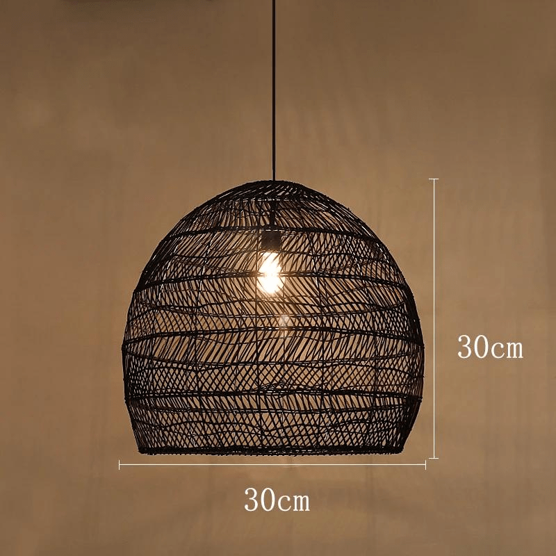 Eclairage suspension Suspension en rotin ajourée design bohème-chic NOIR 30 CM