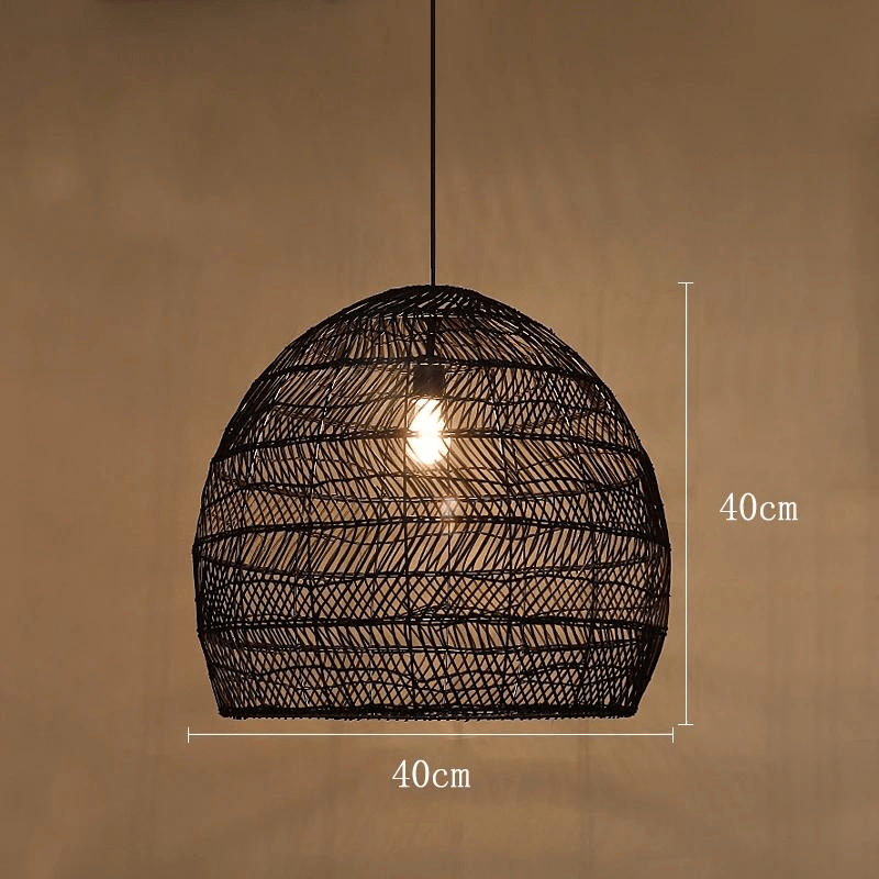 Eclairage suspension Suspension en rotin ajourée design bohème-chic NOIR 40CM