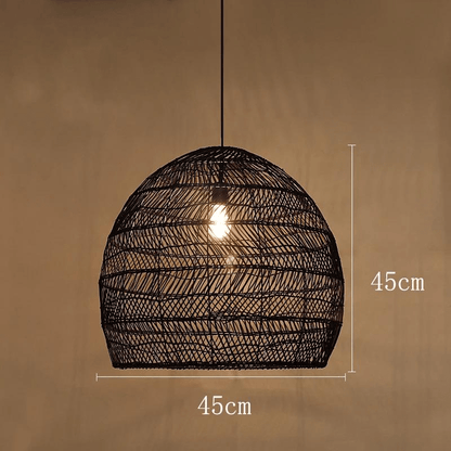 Eclairage suspension Suspension en rotin ajourée design bohème-chic NOIR 45 CM