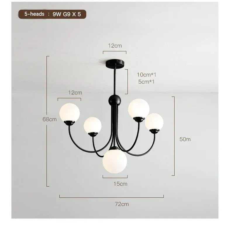 ECLAIRAGE SUSPENSION Suspension boule 5 têtes NOIR - 5 TÊTES