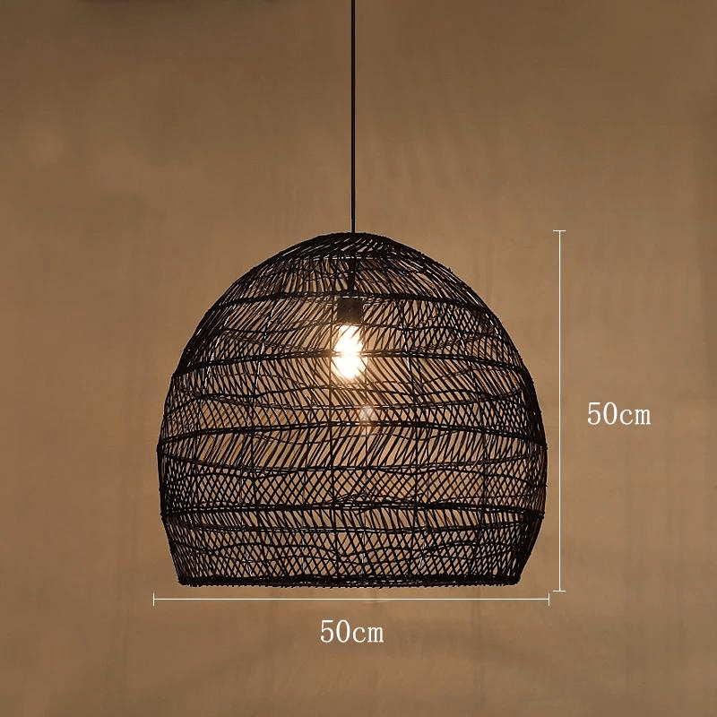 Eclairage suspension Suspension en rotin ajourée design bohème-chic NOIR 50CM