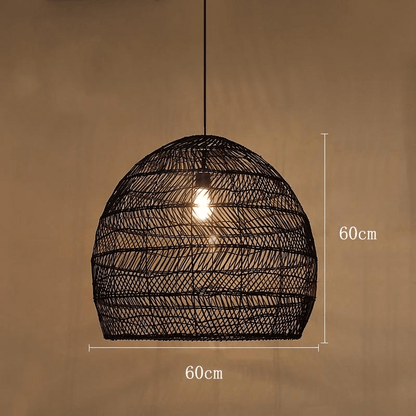 Eclairage suspension Suspension en rotin ajourée design bohème-chic NOIR 60CM