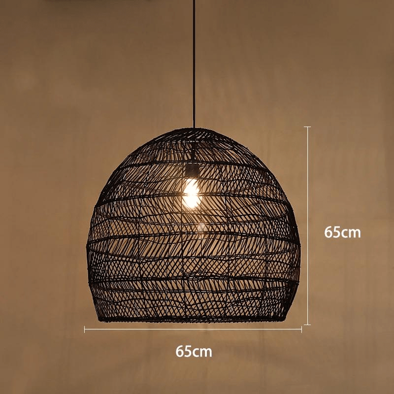 Eclairage suspension Suspension en rotin ajourée design bohème-chic NOIR 65CM