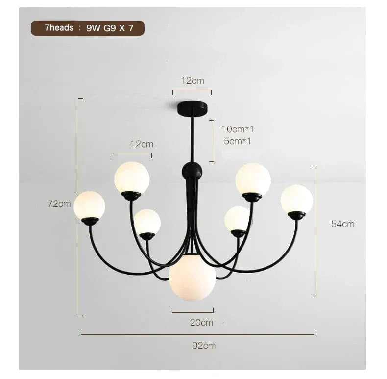 ECLAIRAGE SUSPENSION Suspension boule 5 têtes NOIR - 7 TÊTES