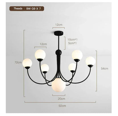 ECLAIRAGE SUSPENSION Suspension boule 5 têtes NOIR - 7 TÊTES