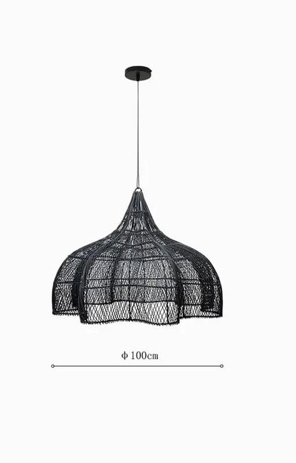 Eclairage suspension Suspension grand diamètre en rotin NOIR DIAMÈTRE  100 CM / LUMIÈRE FROIDE