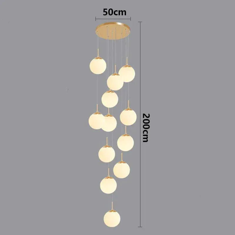 ECLAIRAGE SUSPENSION Suspension haut plafond boule de verre opaline OR 12 / DIMMABLE AVEC TÉLÉCOMMANDE