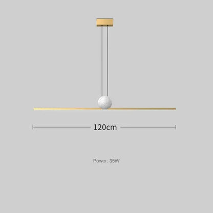 Eclairage suspension Suspension barre led avec boule marbrée OR 120 CM / LUMIÈRE CHAUDE