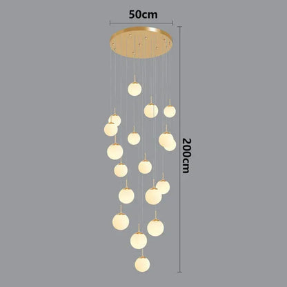 ECLAIRAGE SUSPENSION Suspension haut plafond boule de verre opaline OR 18 / DIMMABLE AVEC TÉLÉCOMMANDE