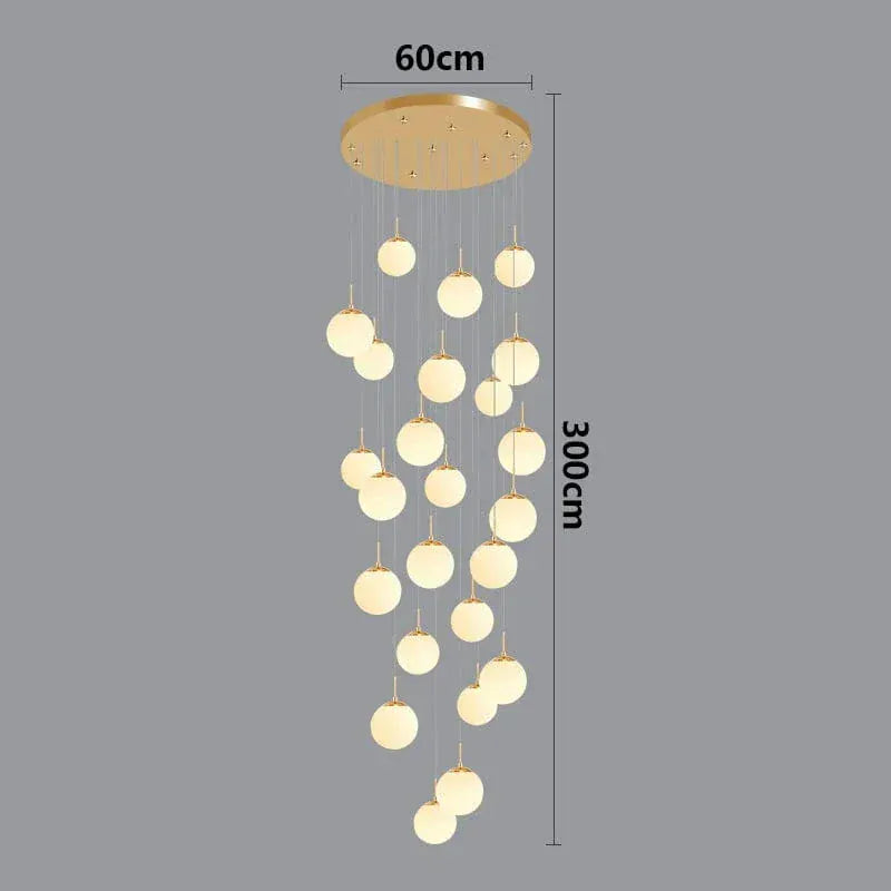 ECLAIRAGE SUSPENSION Suspension haut plafond boule de verre opaline OR 24 / DIMMABLE AVEC TÉLÉCOMMANDE