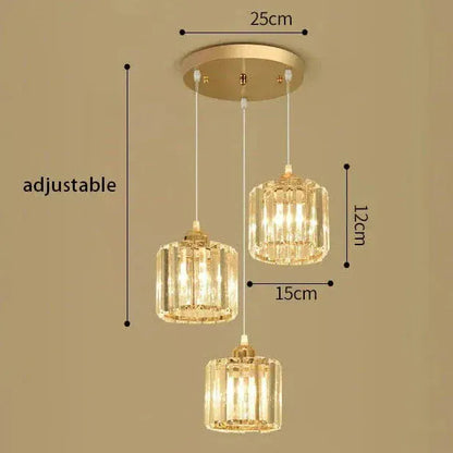 Eclairage suspension Suspension 3 lampes cube en verre côtelé OR 3LAMPES ABAT-JOUR ROND BASE RONDE