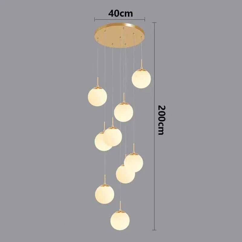 ECLAIRAGE SUSPENSION Suspension haut plafond boule de verre opaline OR 9 / DIMMABLE AVEC TÉLÉCOMMANDE