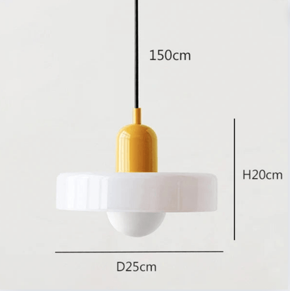 Eclairage suspension Suspension scandinave vintage en verre ORANGE ET BLANC