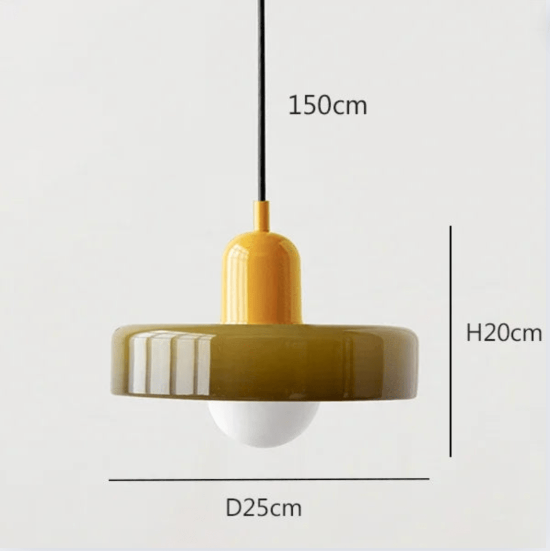 Eclairage suspension Suspension scandinave vintage en verre ORANGE ET VERT