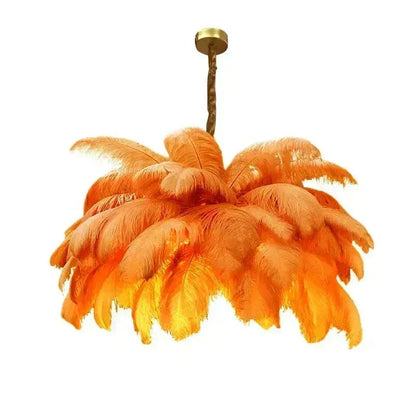 Eclairage suspension Suspension XXL à plume ORANGE / LARGEUR : 80 CM / HAUTEUR : 40 CM / NOMBRE DE PLUMES : 34