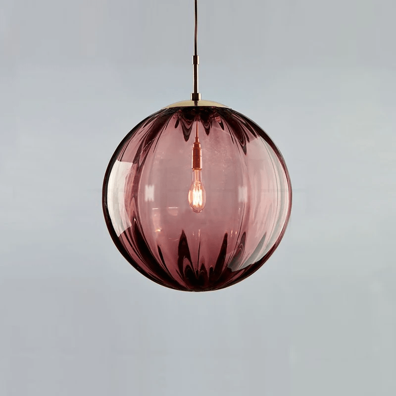 Eclairage suspension Suspension boule verre colorée ROUGE / 15 CM