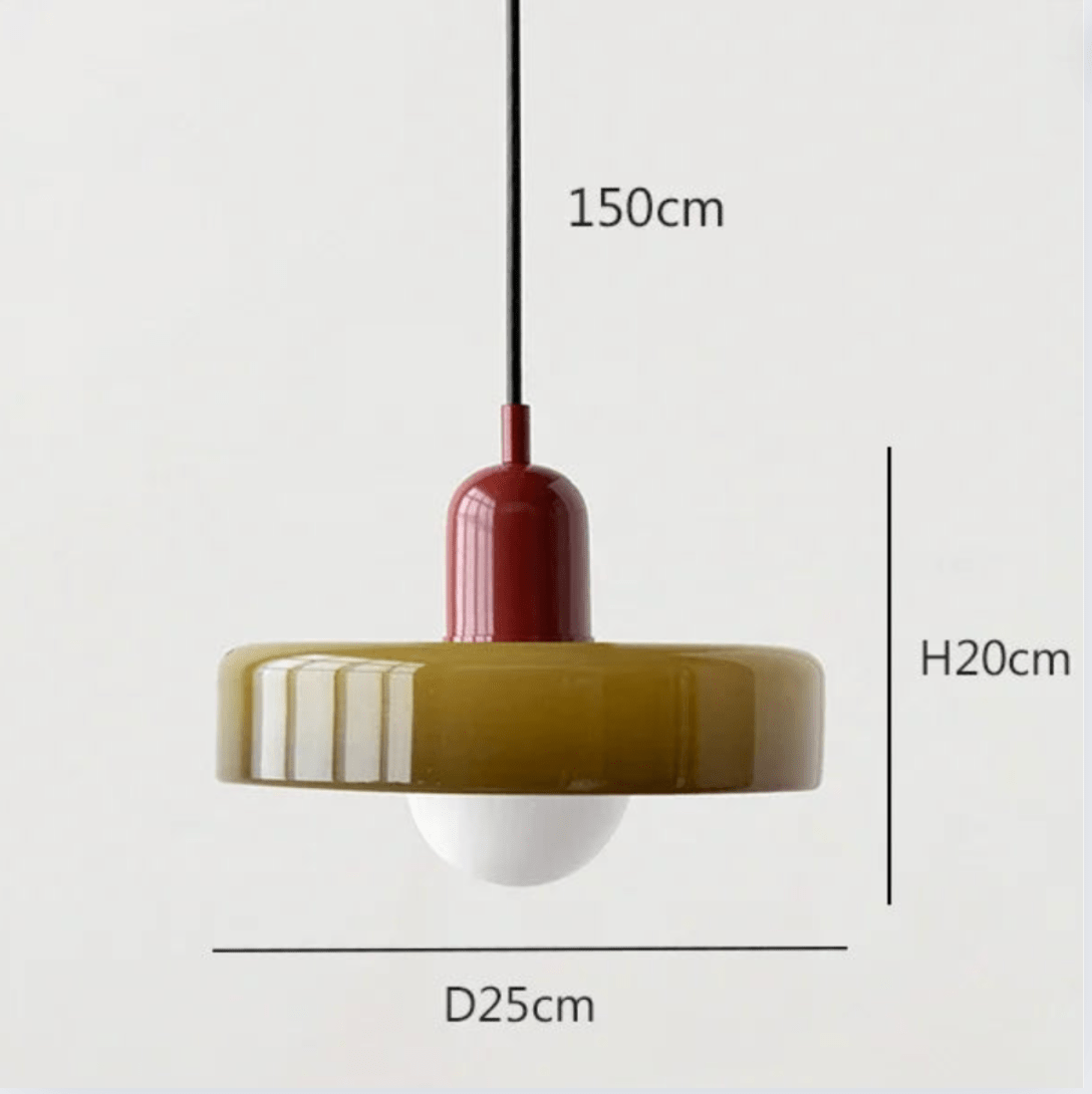 Eclairage suspension Suspension scandinave vintage en verre ROUGE ET VERT
