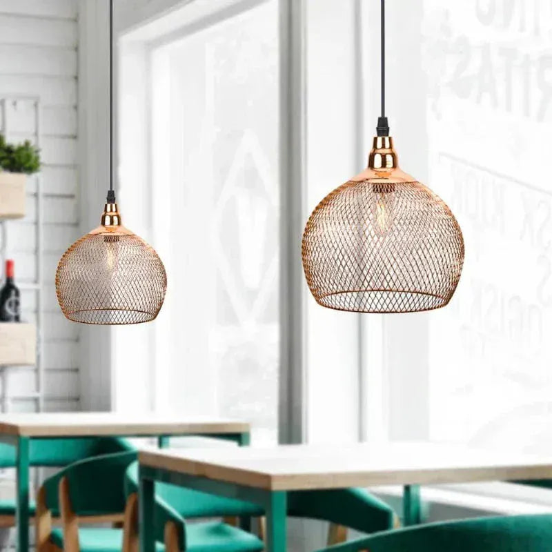 Eclairage suspension Suspension 3 lampes abat-jour cuivré