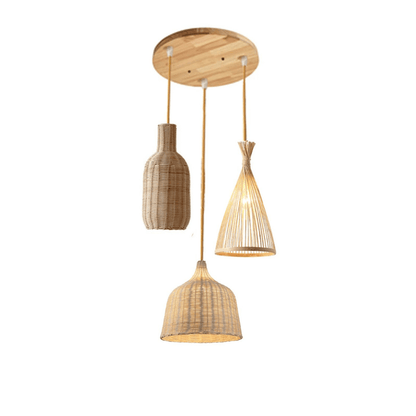Eclairage suspension Suspension 3 lampes en rotin