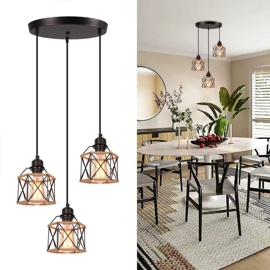ECLAIRAGE SUSPENSION Suspension 3 lampes style industriel