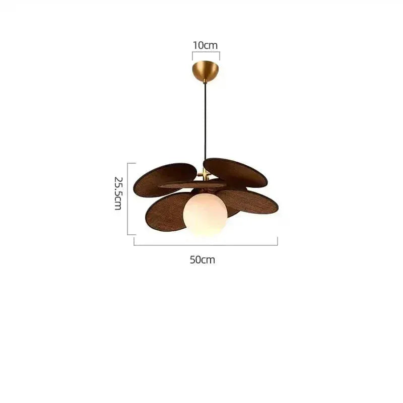 Eclairage suspension Suspension fleur en bois couleur ébène SUSPENSION  50 CM / LUMIÈRE CHAUDE