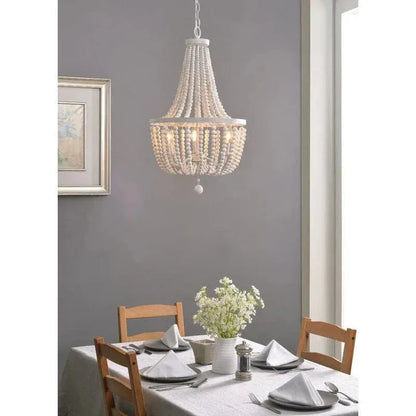 Eclairage suspension Suspension baroque en perle de bois