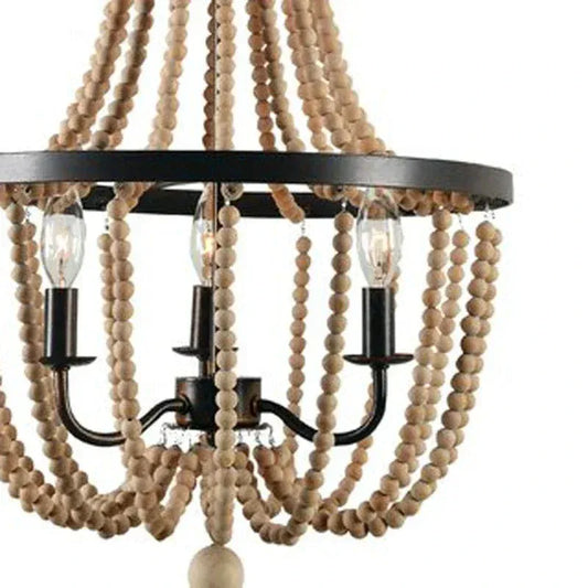 Eclairage suspension Suspension baroque en perle de bois