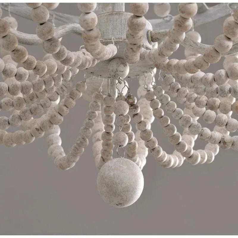 Eclairage suspension Suspension baroque en perle de bois