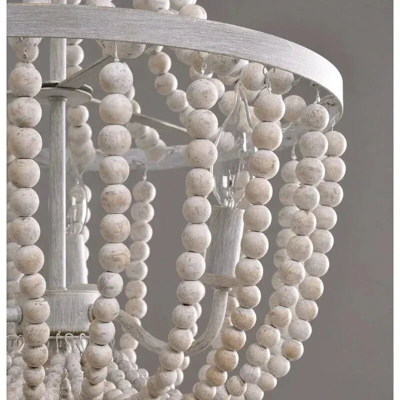 Eclairage suspension Suspension baroque en perle de bois