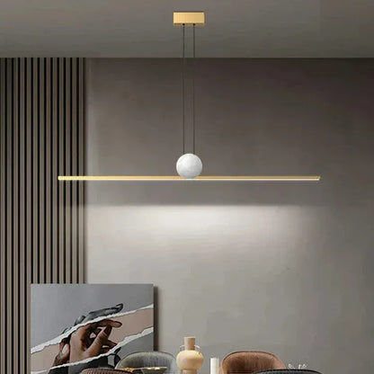 Eclairage suspension Suspension barre led avec boule marbrée