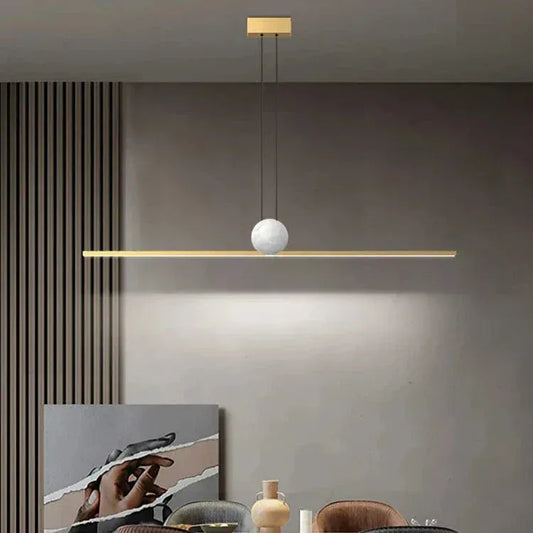 Eclairage suspension Suspension barre led avec boule marbrée