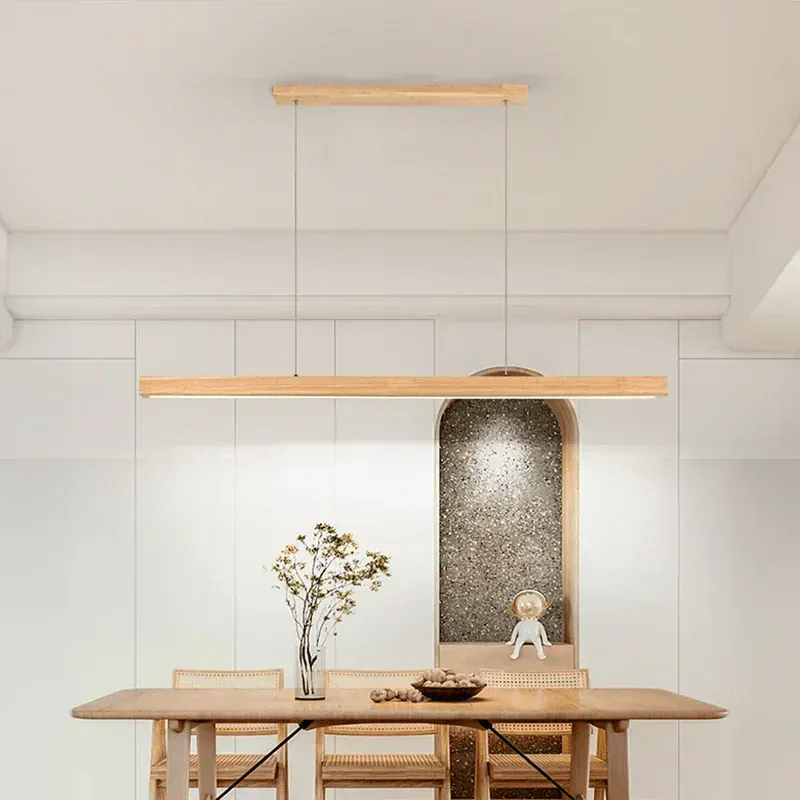 Eclairage suspension Suspension barre LED en bois