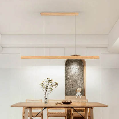 Eclairage suspension Suspension barre LED en bois