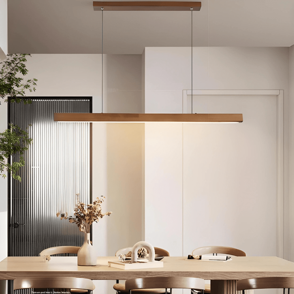 Eclairage suspension Suspension barre LED en bois