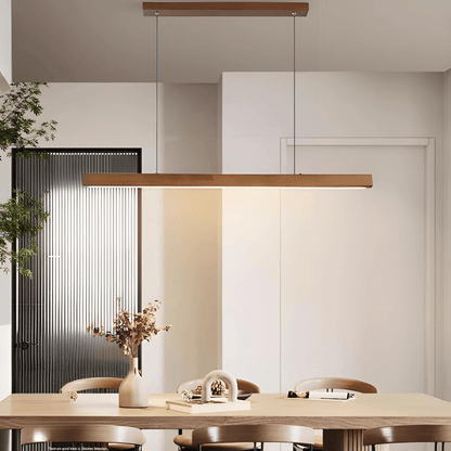Eclairage suspension Suspension barre LED en bois